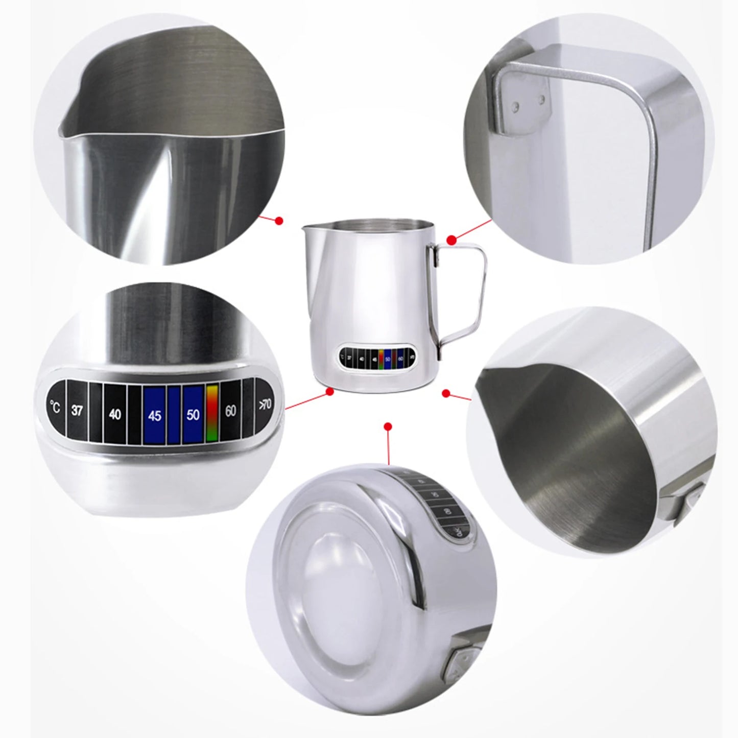 12/20oz Milk Frothing Pitcher 350/600ML Temperature Display Stainless Steel