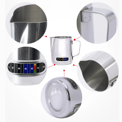 12/20oz Milk Frothing Pitcher 350/600ML Temperature Display Stainless Steel