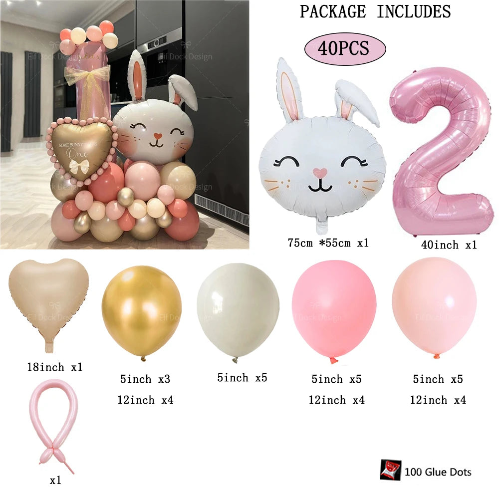Easter Bunny Balloon with a Number for Kds Celebration