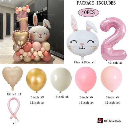 Easter Bunny Balloon with a Number for Kds Celebration