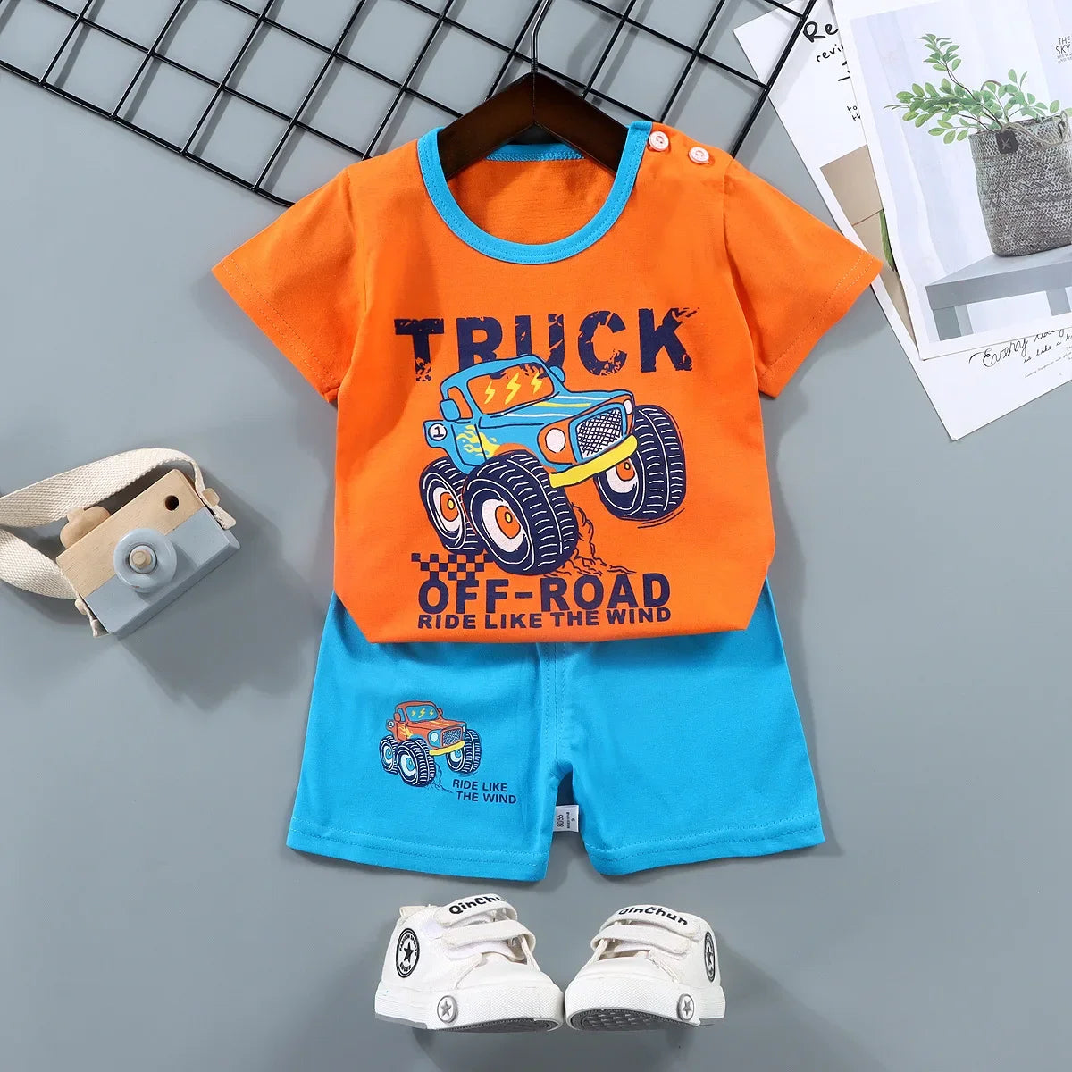 2Pc Children's Boys Girl T-shirt Shorts Summer Sets