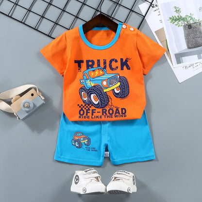 2Pc Children's Boys Girl T-shirt Shorts Summer Sets
