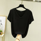 Summer women Modal V-Neck Tshirt Thin Bottoming T-shirts Plus size Loose tee tops Streetwear Basic Top