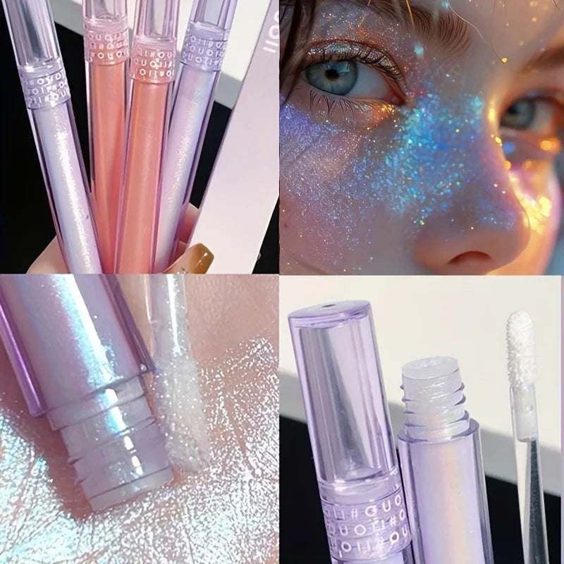 3pcs Set - 3 Colors Chameleon Eyeshadow: Pink, Micro Glitter Purple, Cyan, Chameleon Glitter  Long Lasting