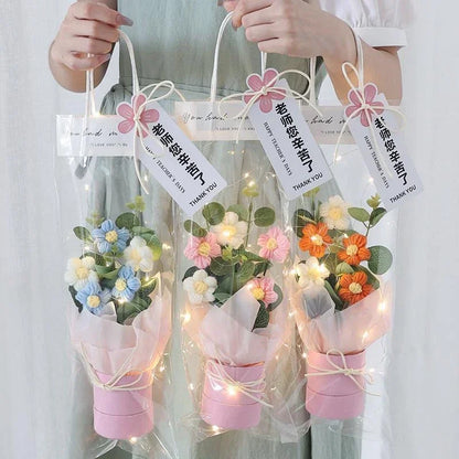 Crochet Flower Bouquet Mother's Day Gifts with LED Light String Hand Knitted Flowers Graduation Artificial Flowers Decor
﻿ 
﻿