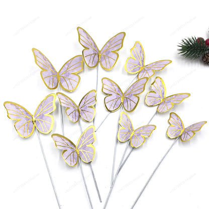 Purple Pink Butterfly Cake Decoration Happy Birthday Cake Topper Wedding Birthday Party Dessert Baking Decoration