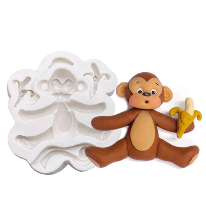 Monkey Lion Bunny Elephant Giraffe Silicone Sugarcraft Mold Resin Tools Cupcake Baking Mould Fondant Cake Decorating Tools