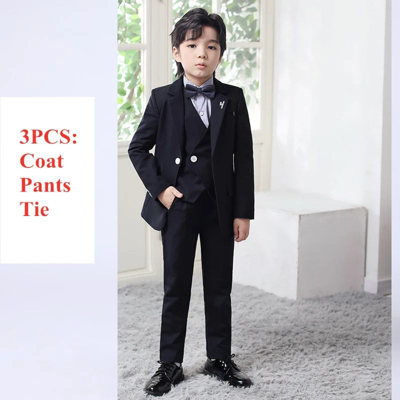 Boys Top Quality Plaid Suit Tuxedo Bowtie Blazer