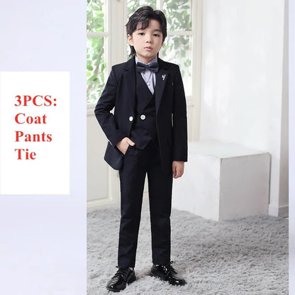 Boys Top Quality Plaid Suit Tuxedo Bowtie Blazer