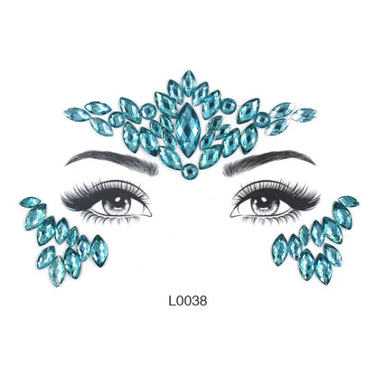 3D Sexy Face Tattoo Crystal Stickers Temporary Tattoos Glitter Fake Tattoo Rhinestones Masquerade Women Party Face Jewels Tattoo