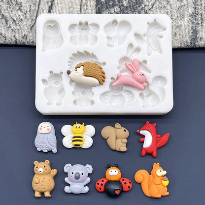 koala Bear Bee Bunny Fox Hedgehog Squirrel Owl Silicone Sugarcraft Mold Chocolate Cupcake Baking Fondant Cake Decorating Tools
