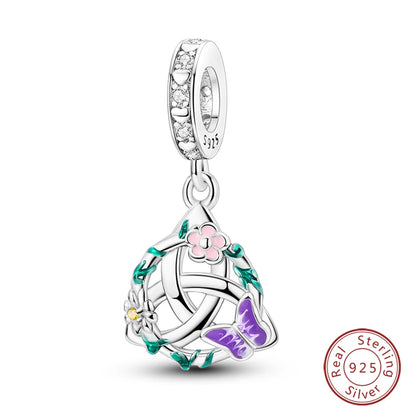 Springtime Charms 925 Sterling Silver Swallow Snail Butterfly Flower Charms Beads Fit Qikaola Bracelet DIY Birthday Jewelry Gift