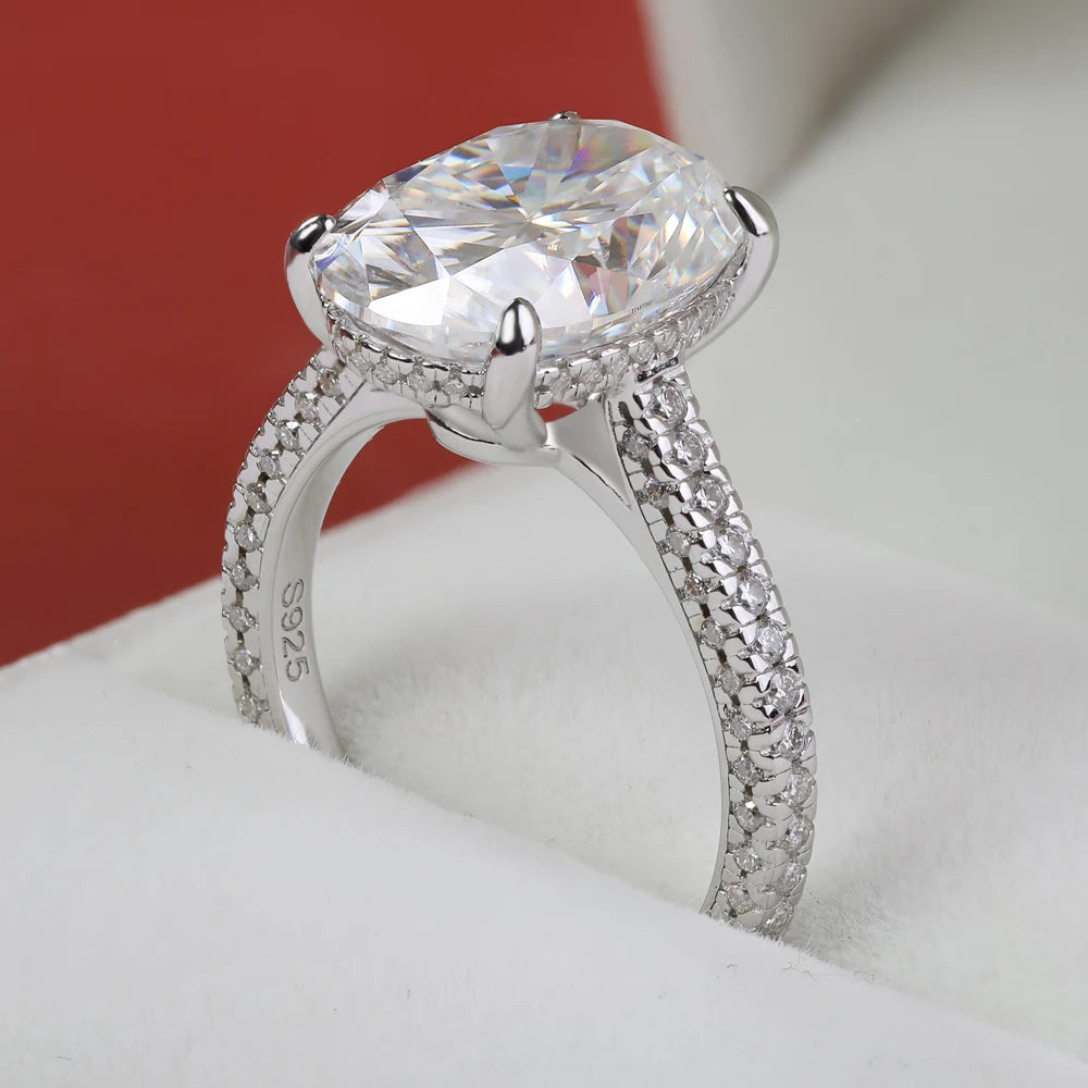 Moissanite Ring 925 Sterling Silver Diamond Eternity Band Engagement Wedding Rings for Women Luxury Quality Jewelry
