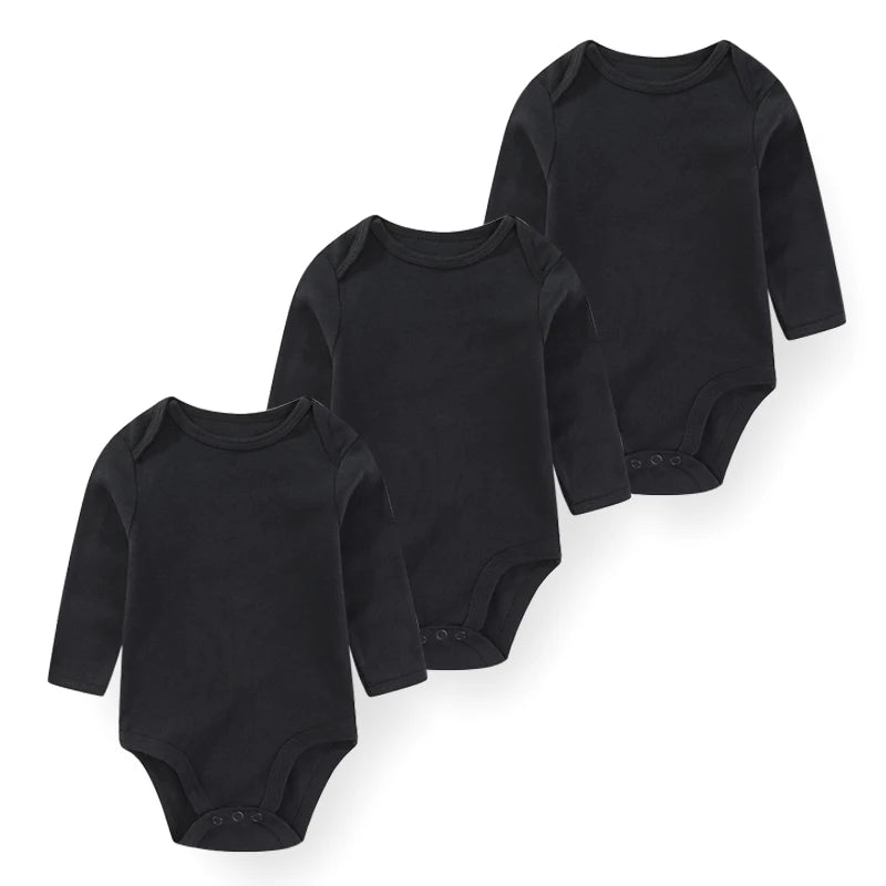 Kiddiezoom 3 Pcs Newborn Cartoon Long Sleeve 100%cotton Baby Boy Girl Bodysuit Soft Infant Onesies Clothes