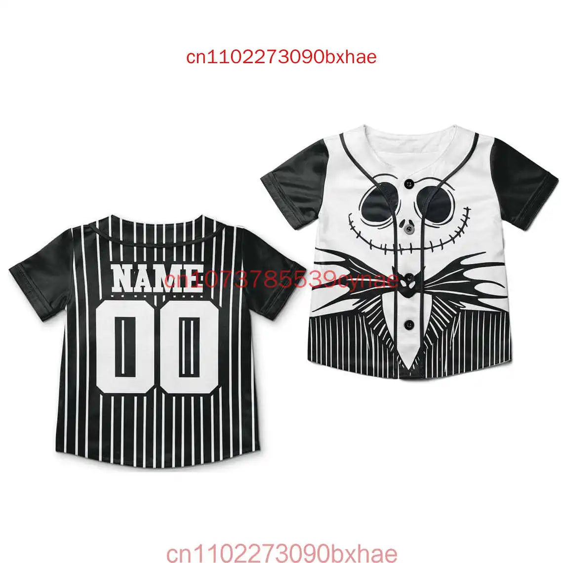Halloween Jack Skellington Baseball Crop Top Jersey Nightmare Before Women's Short sleeve button Baseball Shirt