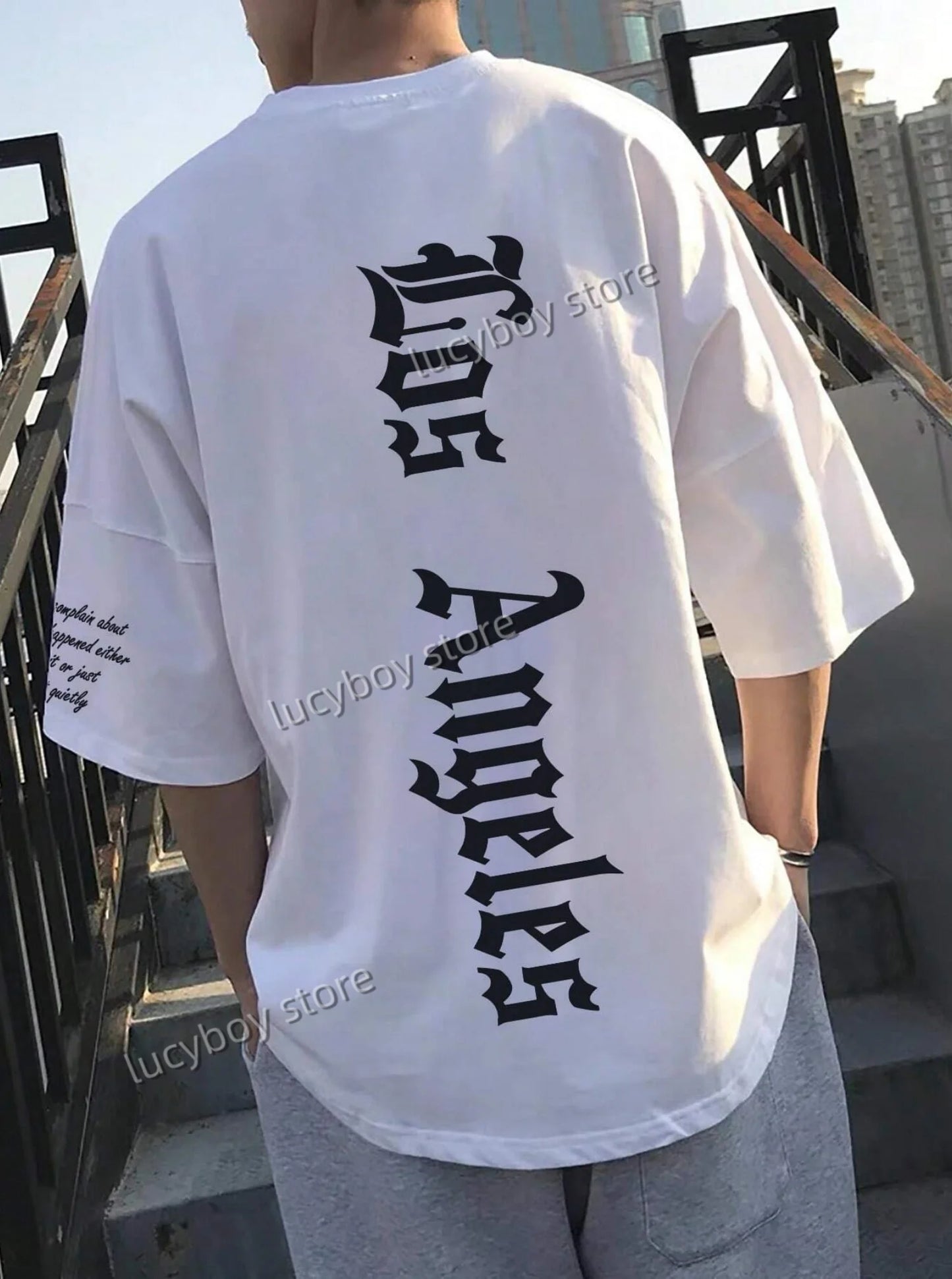 Men’s LOS ANGELES Print T‑Shirt – Loose Fit Short Sleeve