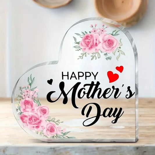 2D Flat 1pc Heart Shaped Acrylic Decorative Plaque, Birthday Gift for Mom, Happy Mother'S Day, Mother'S Day Memorial Gift