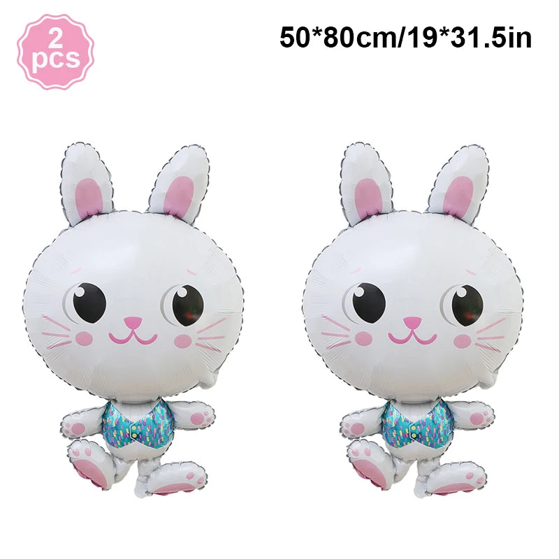 Easter Bunny Foil Balloon Cute Rabbit Chicken Egg Cartoon Carrot Foil Balloon Kids Happy Easter Gift Girl Baby Shower Decoration