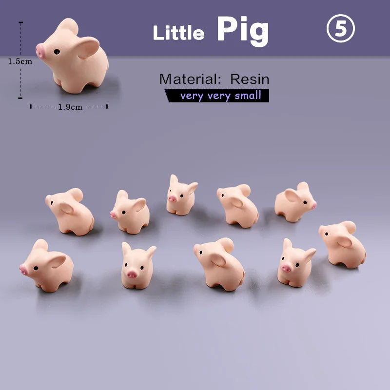 10Pcs Easter Rabbit Squirrel Elephant Fox Sheep Duck Pig Cat Frog Snake Figurine Miniature Fairy Garden Decoration Accessories