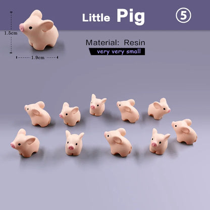 10Pcs Easter Rabbit Squirrel Elephant Fox Sheep Duck Pig Cat Frog Snake Figurine Miniature Fairy Garden Decoration Accessories