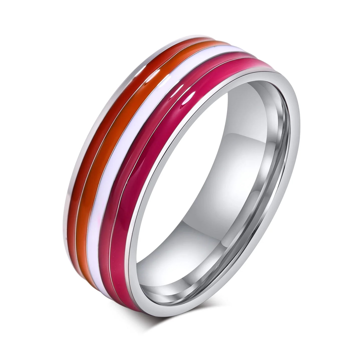 Pride Parade Lesbian Gay LGBT Pride Ring, Bisexual Non-binary Pride Multicolor Rainbow Ring, Love Promise Wedding Jewelry