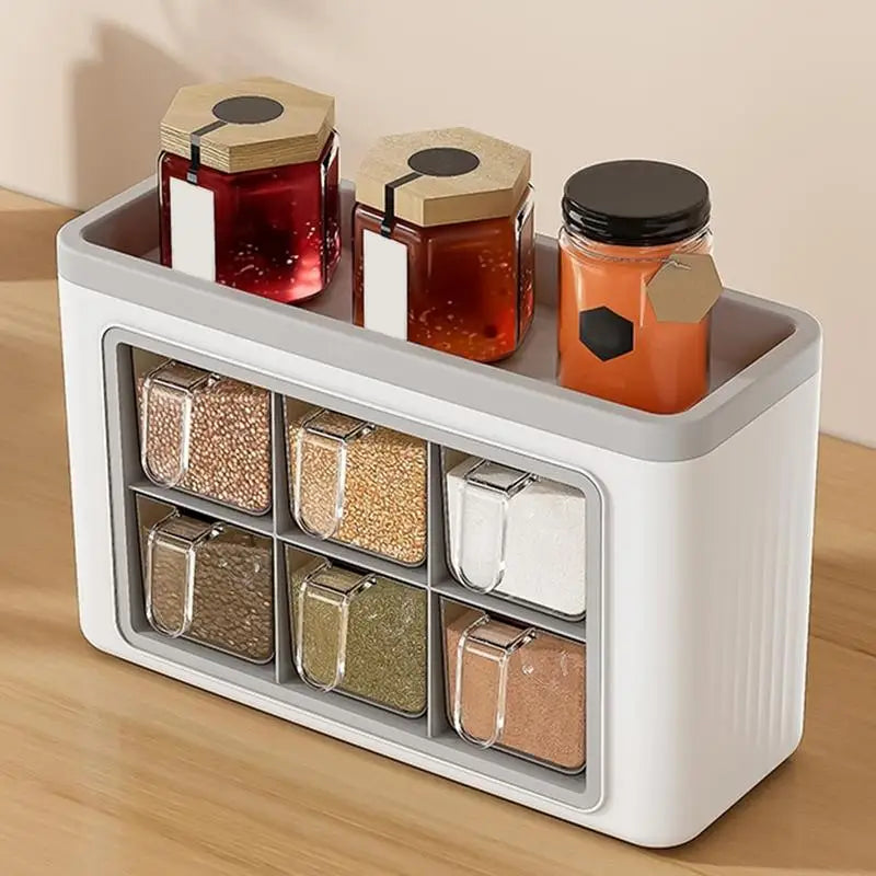 Wall-Mounted Seasoning Storage Box Kitchen Pepper Storage Box Adhesive Wall Mounted Condiment Jar Set For Home Kitchen