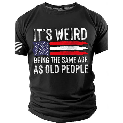 Men’s Retro Flag Skull T‑Shirt – 3D Print Short Sleeve Casual Summer Tee