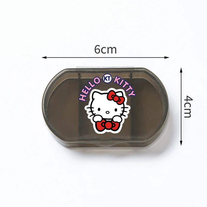 Cartoon Hello Kitty My Melody Plastic Pill Box Mini Tablet Case Anime Kawaii Portable Travel Medicines Storage Case Container