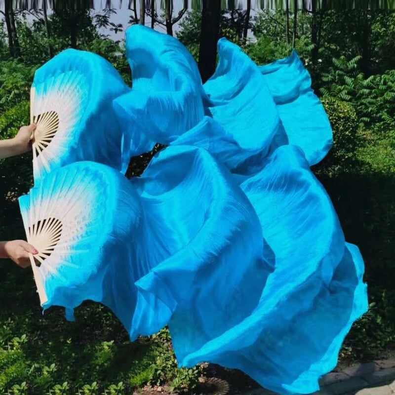 150cm Long Bamboo Silk Veil Fan With LED Light   Stage Performance Dance Costumes