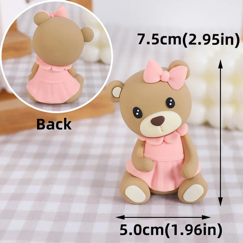 New Hot Air Balloon Cake Decoration Pink Blue Bear Cake Topper for Boy Girl Baby Shower Kids Happy Birthday Party Supplies Gifts