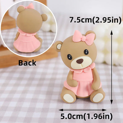 New Hot Air Balloon Cake Decoration Pink Blue Bear Cake Topper for Boy Girl Baby Shower Kids Happy Birthday Party Supplies Gifts