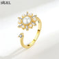 Korean Fashion Daisy Spinner Fidget Ring Multiple Style Sunflower Rose Snowflake Rotate Freely Anti Stress Anxiety Rings Wedding