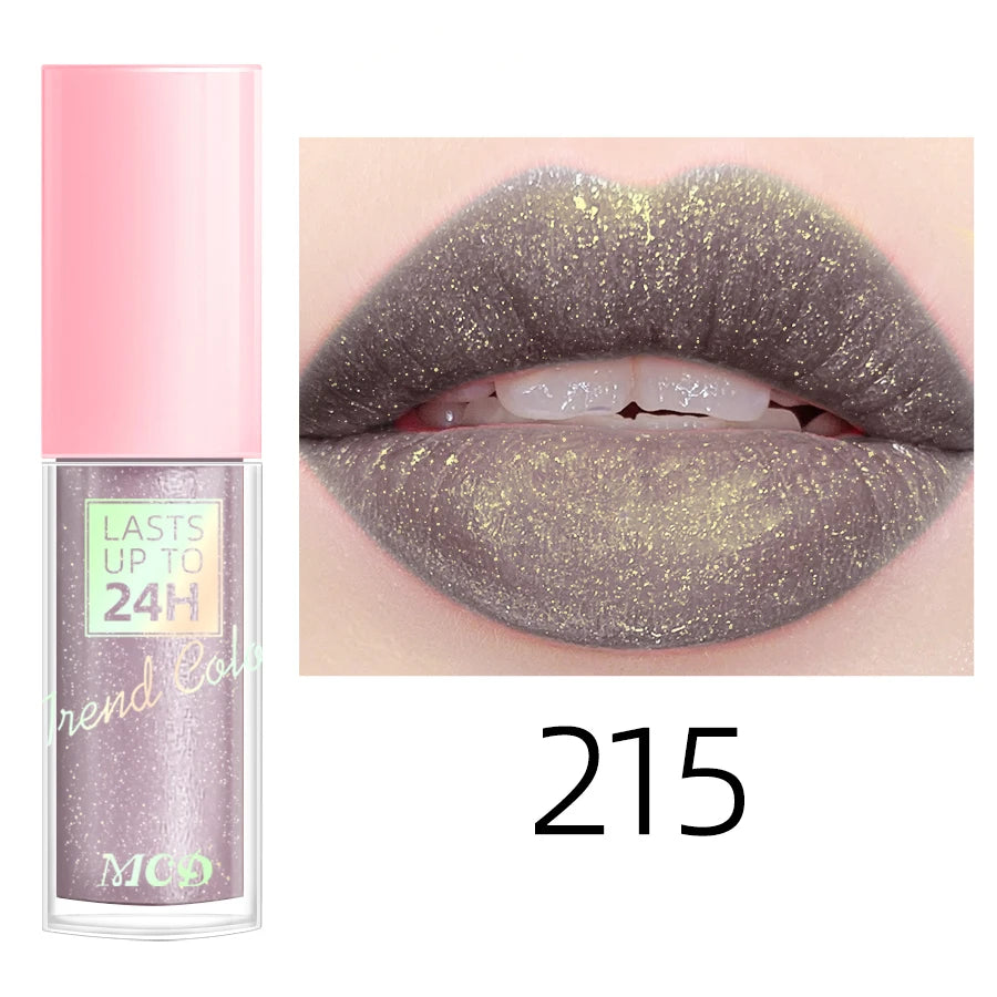 Glitter Lip Glaze Long Lasting Waterproof Liquid Lip Gloss Lipstick Makeup 18 Colors