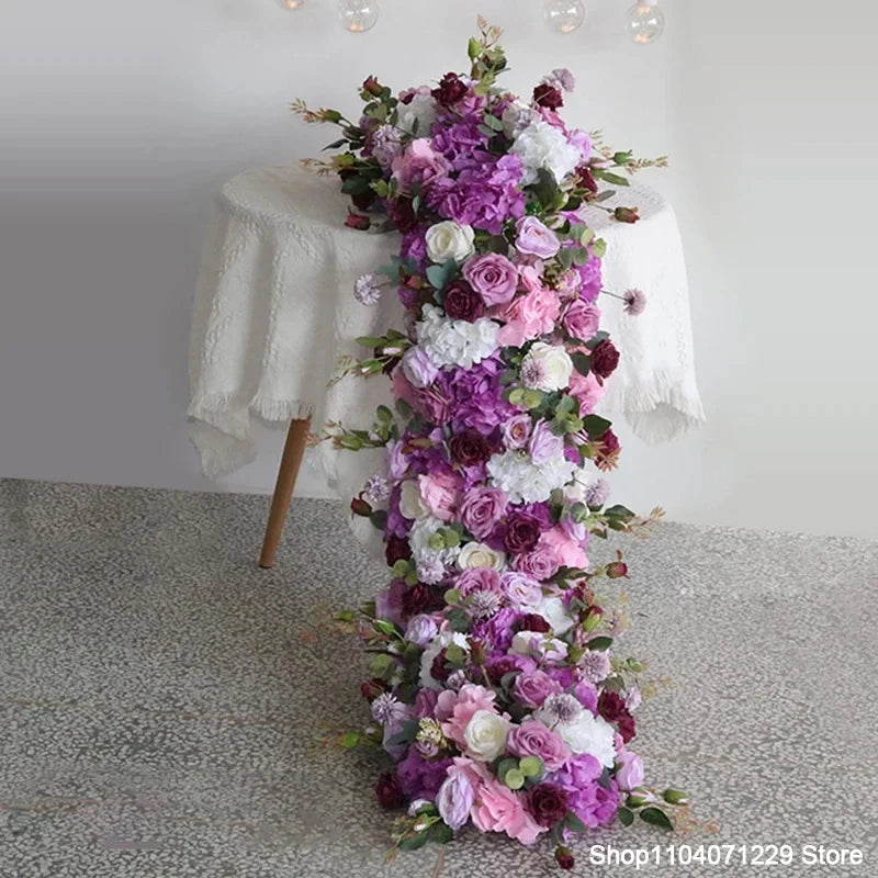 1m 2m Luxury Flower Row Runner Artificial Flowers for Table Centerpiece Wedding Decoration Mix Flowers Backdrop Wall Arches Deco