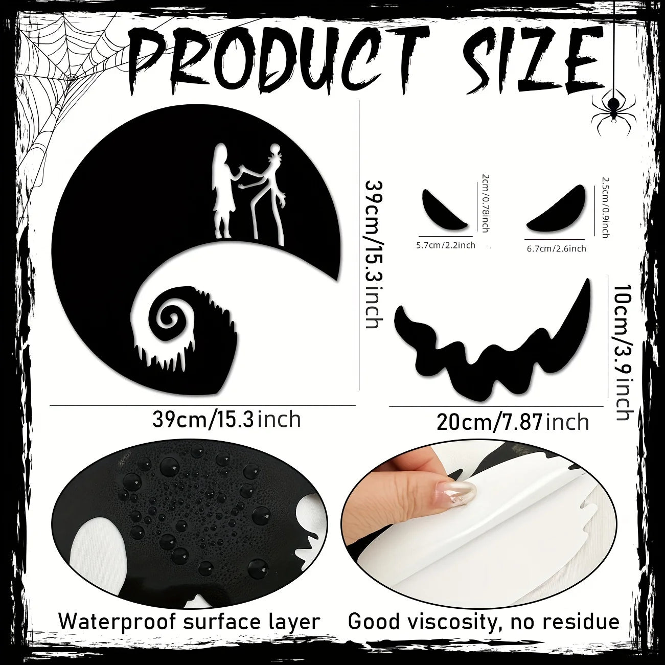 Black Halloween Stickers,Vinyl Waterproof Stickers for Laptop,Envelopes,Bumper,Skateboard,Water Bottles,Computer,Phone, Cool Stu