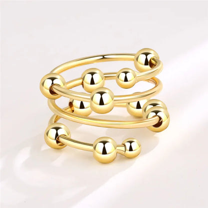 Fashion Beads Anxiety Fidget Spinner Rings Korea Crystal Butterfly Flower Star Moon Ring Anti Stress Jewelry Gift