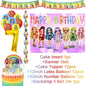 Cartoon Rainbow Doll High School Theme Background Birthday Party Decoration Supplies Disposable Cup Cutlery Balloon Baby Gift