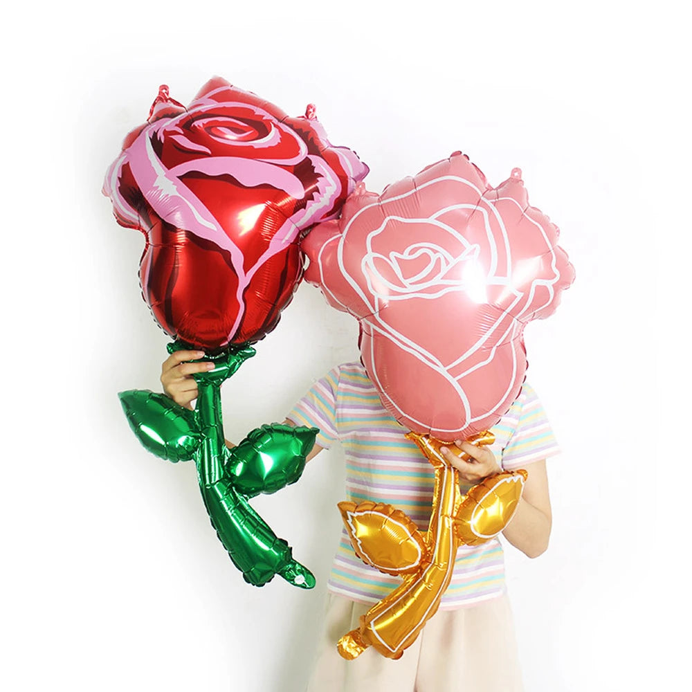 Cute Bear Foil Balloons with Flowers – Valentine’s, Wedding, Anniversary & Birthday Decoration