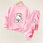 Autumn Baby Girl Clothes Set Children Sanrio Hello Kitty Cartoon Print Sweatshirt and Pants 2 Pieces Suit Kid Long Sleeved Suit