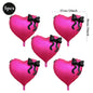 22inch Pink Red Black Heart Shaped Foil Balloons with Bow Valentines Day Wedding Party Decorations Birthday Baby Shower Supplies