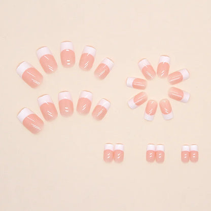 24 PCs Short French Minimalist Nails with 1 Jelly Stickers and 1 Nail File