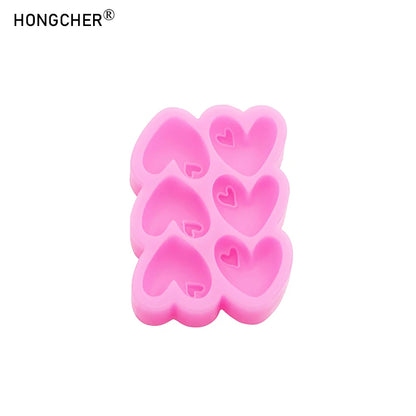 Heart-Shaped Silicone Mold DIY Hair Clip & Hair Band Resin Accessories Drip Mold Chocolate Cake Dessert Decoration Mold