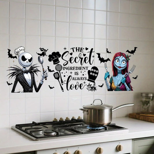 1 Disney the Nightmare before Christmas Jack Universal Kitchen Wall Sticker, Suitable for Home Decoration, Can Be Used Indoors, on Windows, Porches, Mirrors