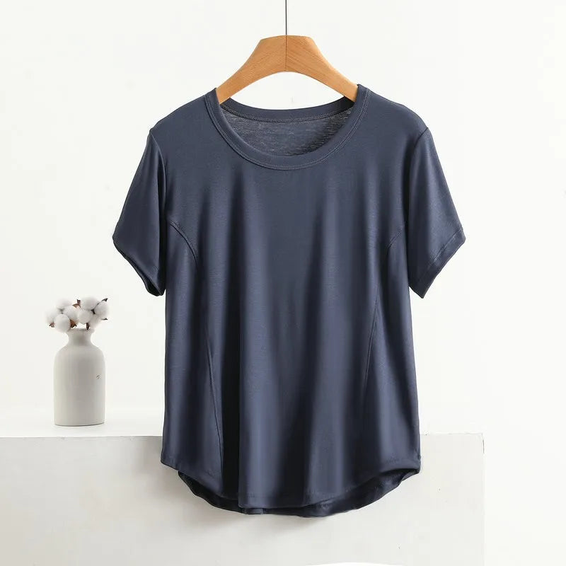 XL to 8XL plus size O-Neck Tshirts Women's basic T-shirt solid color half sleeves summer simple Tee Tops Bottoming Tees all mat