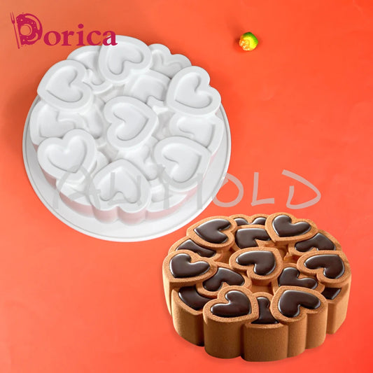 Valentines Heart Silicone Molds Pudding Chocolate Mousse Cake Mould Pastry Baking Pan Cake Decorating Tools Bakeware Accessories
