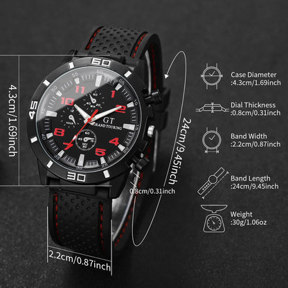 6PCS/Set Men Watches Fashion Silicone Band Mens Sports Watches Reloj Hombre（Without Box）