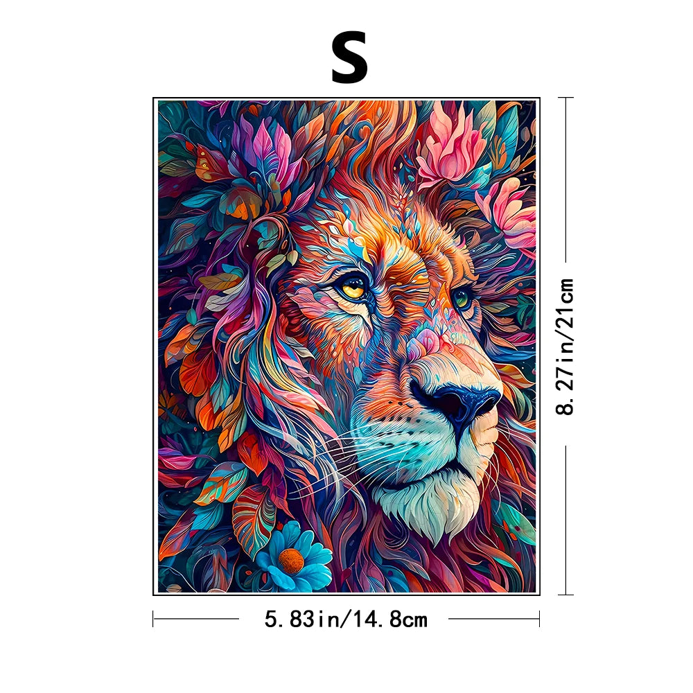 Unique Wooden Jigsaw Puzzles -  Lion, Luxurious Animal Shaped Wood Puzzle, Beautiful Package, Best Gift for Adults