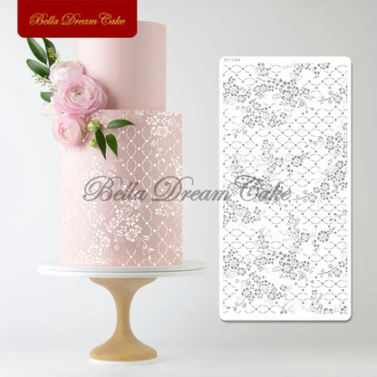 Various Flower Leaf Design Fondant Cake Stencil DIY Royal Cream Border Mold PET Drawing Template Cake Decorating Tools Bakeware