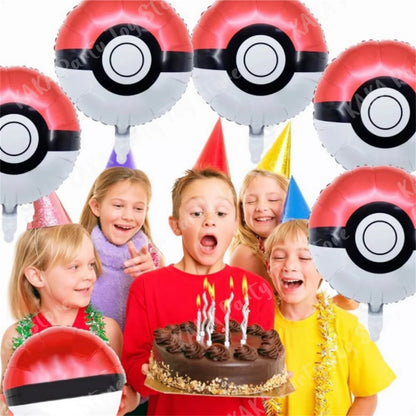 6Pcs Pokemon Birthday Party Balloons Set Pokeball Aluminum Foil Ballons Decoration Supplies For Baby Shower Kids Boys Toys Gifts