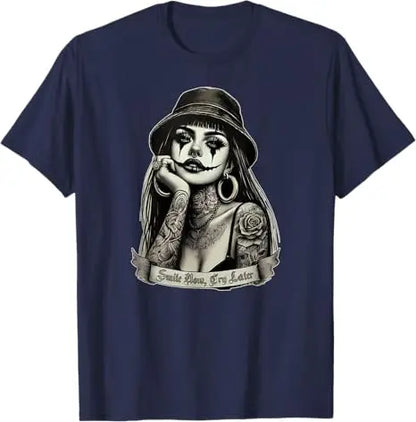 Chicana Payasa Clown Tee – Smile Now Cry Later Graphic Shirt